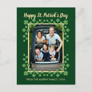 Minimalistisk lycklig klöver St. Patricks dag Foto Helg Vykort