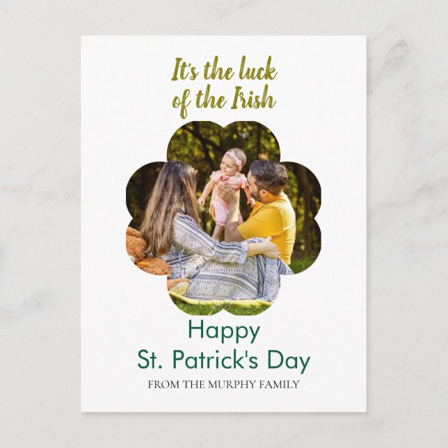 Minimalistisk lycklig klöver st. Patricks dag Foto Helg Vykort (Framsida)