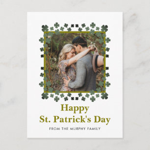 Minimalistisk lycklig klöver St. Patricks dag Foto Helg Vykort