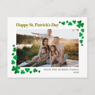 Minimalistisk lycklig klöver St. Patricks dag foto Helg Vykort