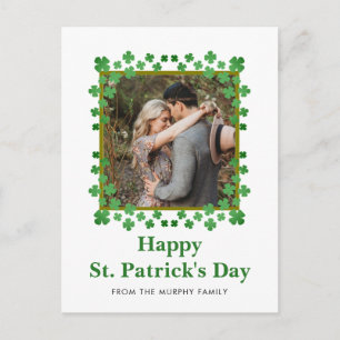 Minimalistisk lycklig klöver St. Patricks dag Foto Helg Vykort