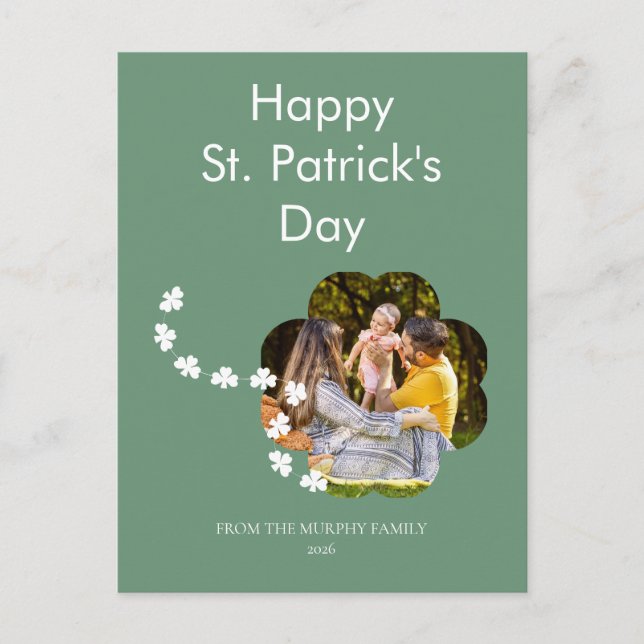 Minimalistisk lycklig klöver st. Patricks dag Foto Helg Vykort (Framsida)