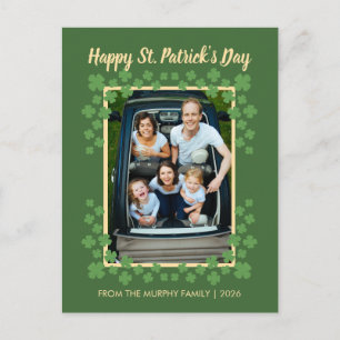 Minimalistisk lycklig klöver St. Patricks dag Foto Helg Vykort