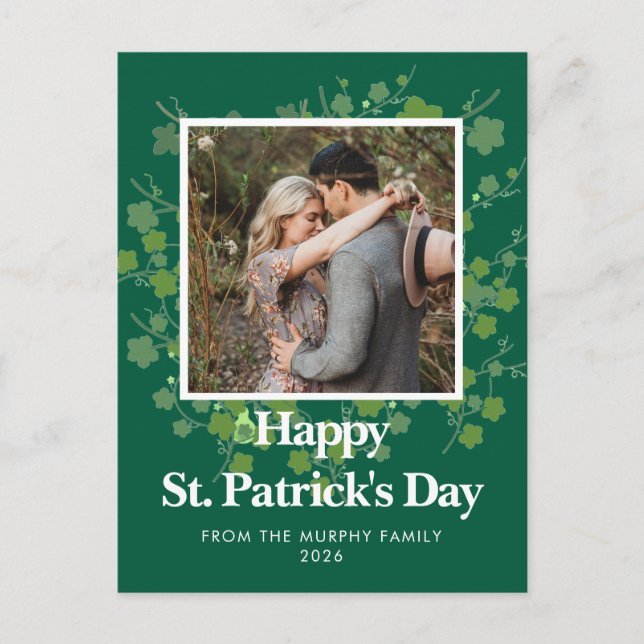 Minimalistisk lycklig klöver st. Patricks dag Foto Helg Vykort (Framsida)