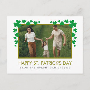 Minimalistisk lycklig klöver St. Patricks dag Foto Helg Vykort