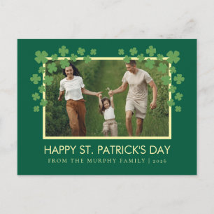 Minimalistisk lycklig klöver St. Patricks dag Foto Helg Vykort