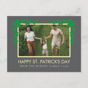 Minimalistisk lycklig klöver St. Patricks dag Foto Helg Vykort