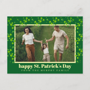 Minimalistisk lycklig klöver St. Patricks dag Foto Helg Vykort