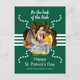 Minimalistisk lycklig klöver St. Patricks dag Foto Helg Vykort