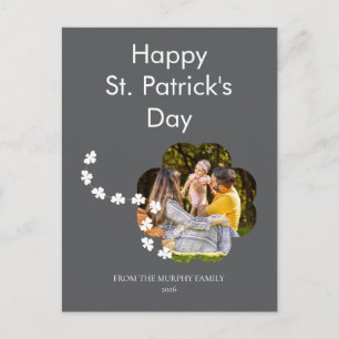 Minimalistisk lycklig klöver St. Patricks dag Foto Helg Vykort