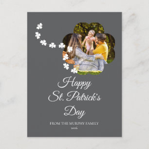 Minimalistisk lycklig klöver St. Patricks dag Foto Helg Vykort