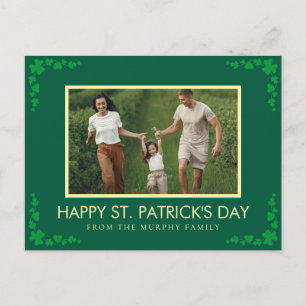 Minimalistisk lycklig klöver St. Patricks dag Foto Helg Vykort