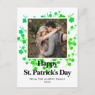Minimalistisk lycklig klöver St. Patricks dag Foto Helg Vykort