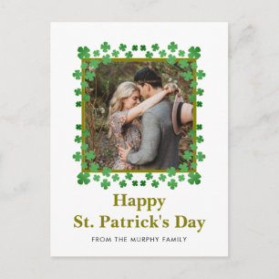 Minimalistisk lycklig klöver St. Patricks dag Foto Helg Vykort