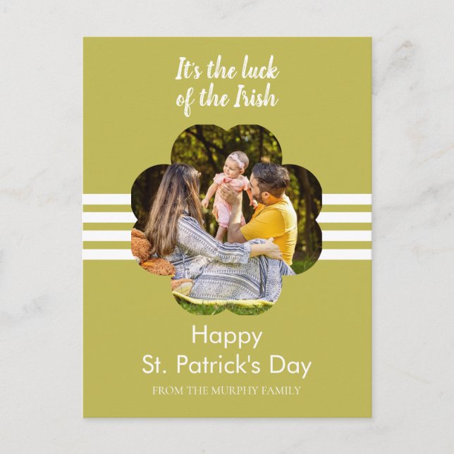 Minimalistisk lycklig klöver st. Patricks dag Foto Helg Vykort (Framsida)