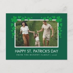 Minimalistisk lycklig klöver St. Patricks dag Foto Helg Vykort