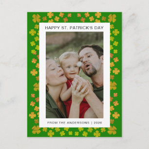 Minimalistisk lycklig klöver St. Patricks dag Foto Helg Vykort