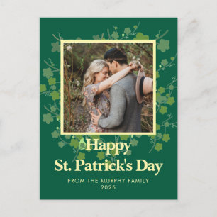 Minimalistisk lycklig klöver st. Patricks dag Foto Helg Vykort