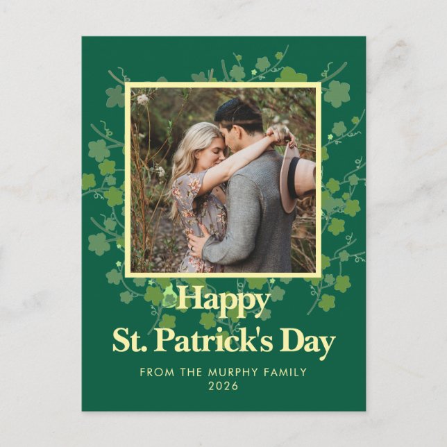 Minimalistisk lycklig klöver st. Patricks dag Foto Helg Vykort (Framsida)