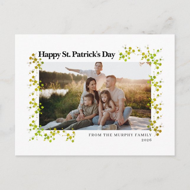 Minimalistisk lycklig klöver st. Patricks dag Foto Helg Vykort (Framsida)
