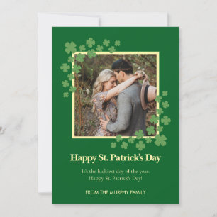 Minimalistisk lycklig klöver St. Patricks dag Foto Julkort