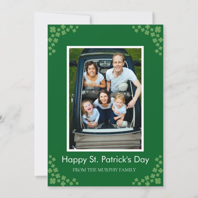 Minimalistisk lycklig klöver St. Patricks dag Foto Julkort (Framsida)