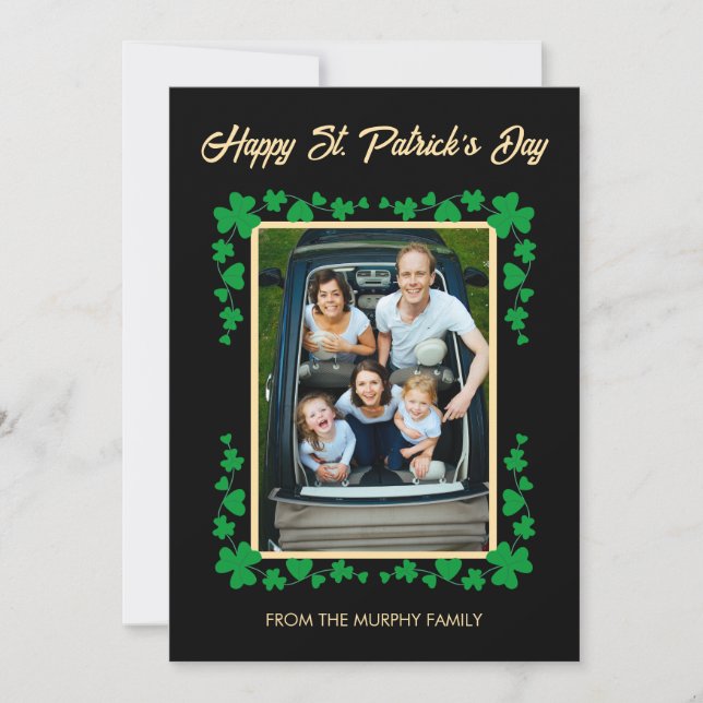 Minimalistisk lycklig klöver st. Patricks dag Foto Julkort (Framsida)