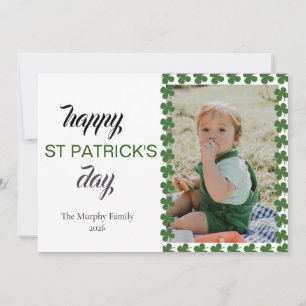 Minimalistisk lycklig klöver st. Patricks dag Foto Julkort