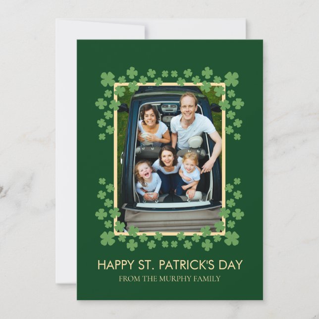 Minimalistisk lycklig klöver st. Patricks dag Foto Julkort (Framsida)