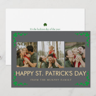 Minimalistisk lycklig klöver St. Patricks dag Foto Julkort