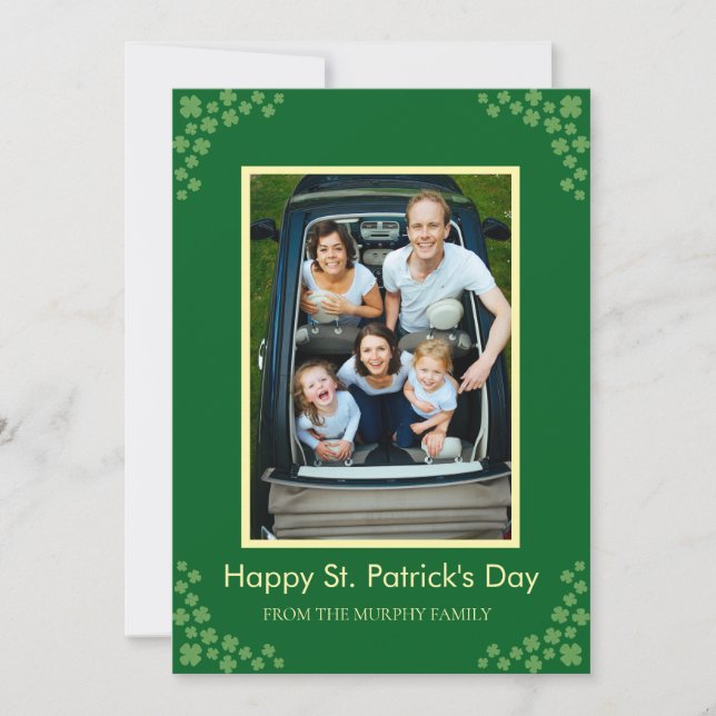 Minimalistisk lycklig klöver St. Patricks dag Foto Julkort (Framsida)