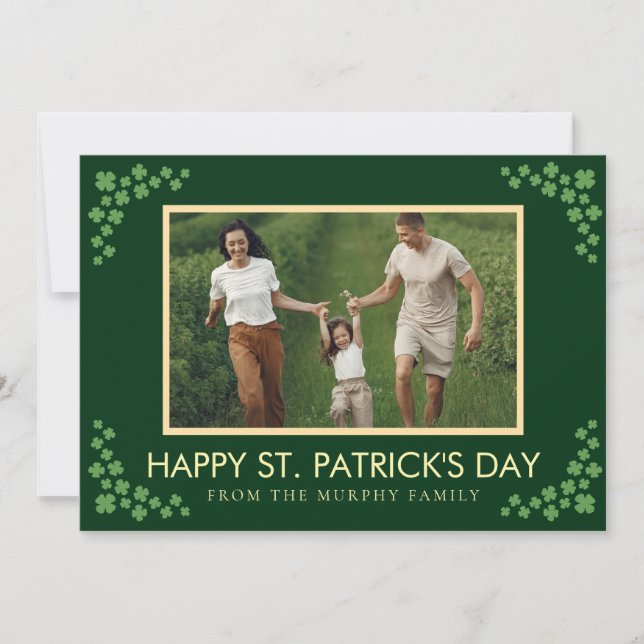 Minimalistisk lycklig klöver St. Patricks dag Foto Julkort (Framsida)