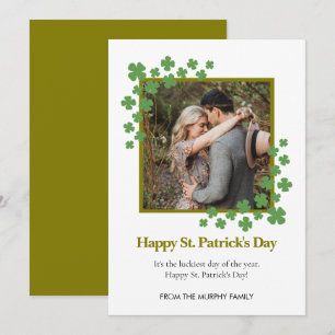 Minimalistisk lycklig klöver St. Patricks dag Foto Julkort