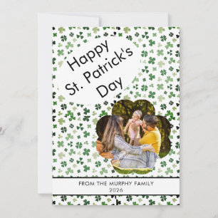 Minimalistisk lycklig klöver St. Patricks dag Foto Julkort
