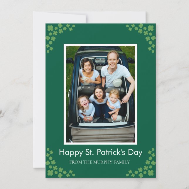 Minimalistisk lycklig klöver St. Patricks dag Foto Julkort (Framsida)