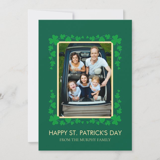 Minimalistisk lycklig klöver St. Patricks dag Foto Julkort (Framsida)