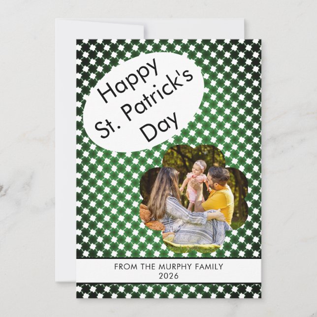 Minimalistisk lycklig klöver st. Patricks dag Foto Julkort (Framsida)