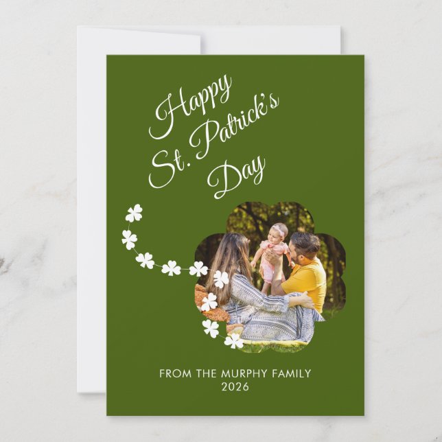 Minimalistisk lycklig klöver St. Patricks dag Foto Julkort (Framsida)