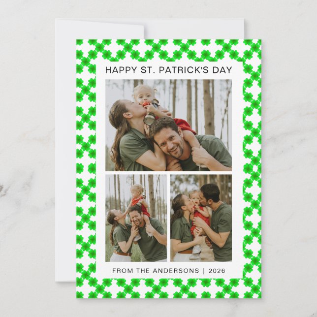 Minimalistisk lycklig klöver St. Patricks dag Foto Julkort (Framsida)