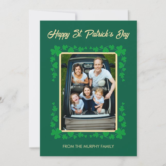 Minimalistisk lycklig klöver St. Patricks dag Foto Julkort (Framsida)
