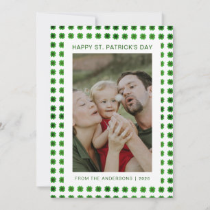 Minimalistisk lycklig klöver St. Patricks dag Foto Julkort