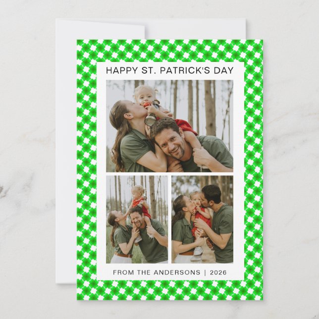 Minimalistisk lycklig klöver St. Patricks dag Foto Julkort (Framsida)