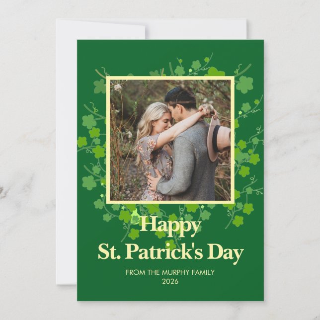 Minimalistisk lycklig klöver St. Patricks dag Foto Julkort (Framsida)