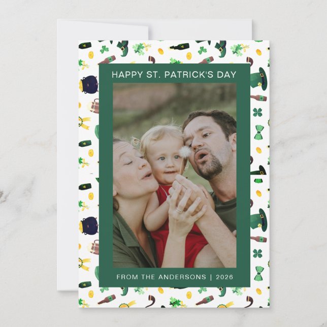 Minimalistisk lycklig klöver St. Patricks dag Foto Julkort (Framsida)