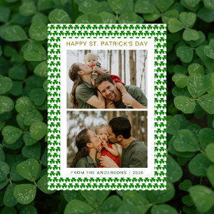 Minimalistisk lycklig klöver St. Patricks dag Foto Julkort