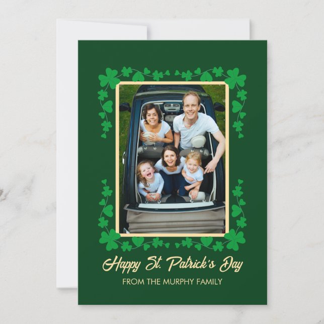 Minimalistisk lycklig klöver st. Patricks dag Foto Julkort (Framsida)