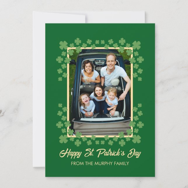 Minimalistisk lycklig klöver St. Patricks dag Foto Julkort (Framsida)