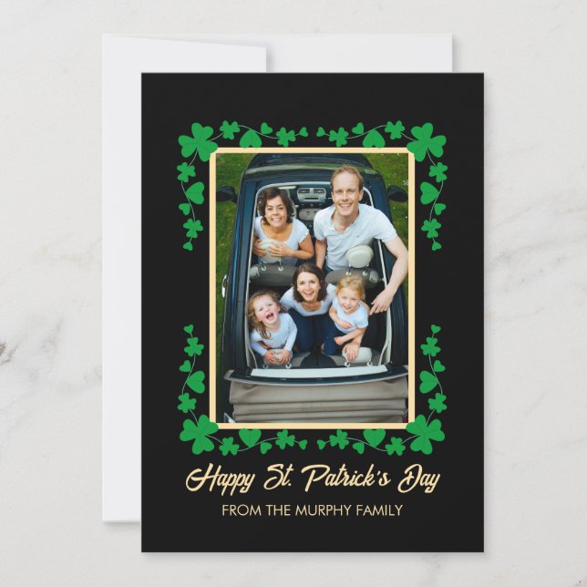 Minimalistisk lycklig klöver St. Patricks dag Foto Julkort (Framsida)