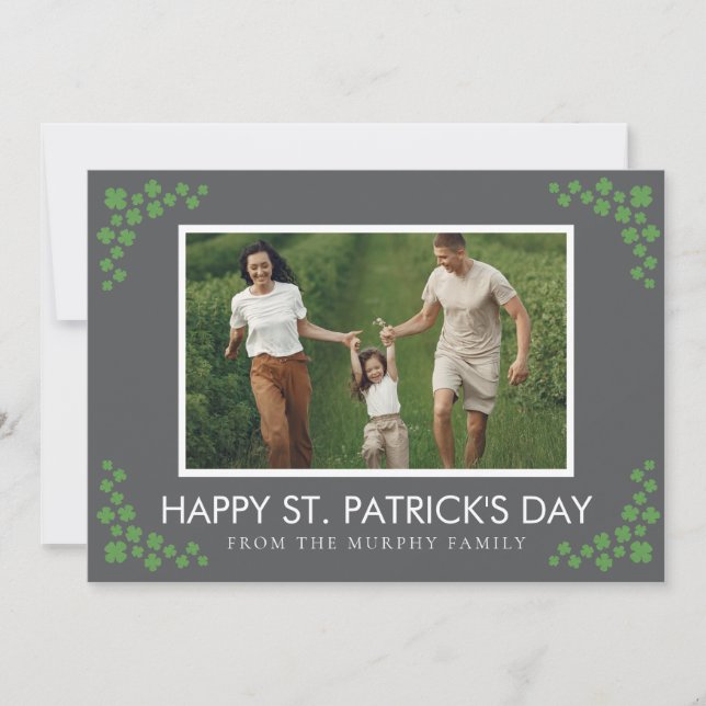 Minimalistisk lycklig klöver St. Patricks dag Foto Julkort (Framsida)
