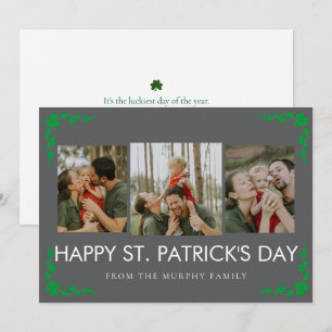 Minimalistisk lycklig klöver St. Patricks dag Foto Julkort